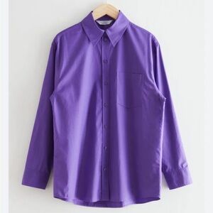 & Other Stories Purple Oversized Poplin Shirt